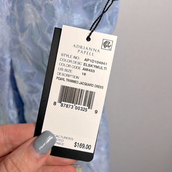 Brand NWT Adrianna Papell Pearl Trimmed Jacquard Dress Size 16 - Picture 5 of 12